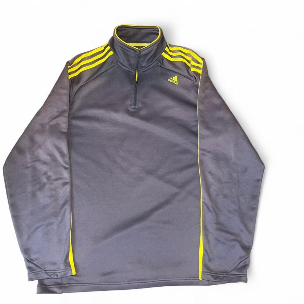 Vintage 2011 Adidas Men's Grey and Yellow Sweatshirt